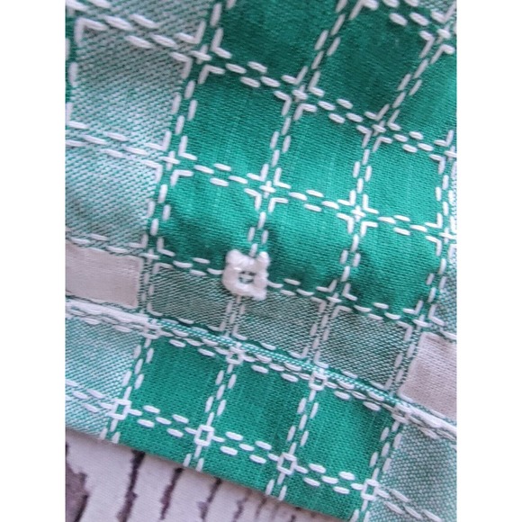 Vintage Green Checked Plaid Half Waist Arpon Great Details Countrycore Farmhous - Picture 12 of 14